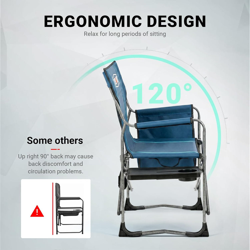 Overmont Folding Camping Chair with Side Table, Cooler Bag, 400 lb Capacity |...