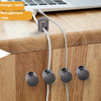 6 Sets Charger Cord Holder, Glossy Black Metal Adhesive Cable Management Clips,Adjustable Cable Anchor Holders,Wire Organizer for Desk, Wall, Home, Office