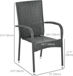 Outsunny Stackable PE Rattan Outdoor Dining Chairs with Cushions, Set of 2 Patio Wicker Dining Chairs with Armrests and Backrest for Patio, Deck, Cream White