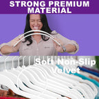 MIZGI Premium Velvet Hangers (60 Pack) Heavy Duty - Non Slip Felt Hangers - Velvet Suit Hanger White - White Coated Hooks,Space Saving Clothes Hanger