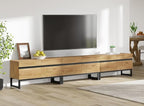 WAMPAT 3-in-1 Modern TV Stand for Up to 110 Inch TVs, Large Wood Entertainment Center Media Console with Storage Cabinets and Metal Base for Living Room, Oak