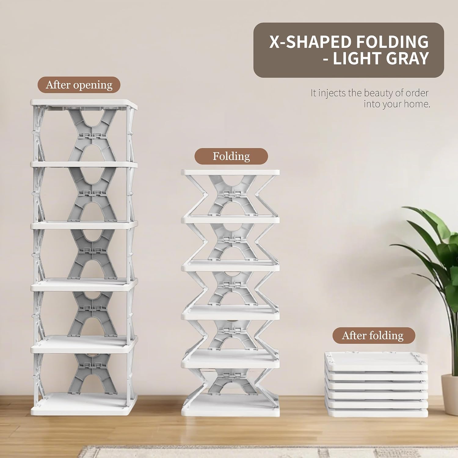 Shoe Rack, Collapsible Kids Shoe Rack, 6-Tier Small Foldable Shoe Organizer for Entryway, Dorm, Bedroom (Pink-x)