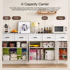 Pantry Storage Cabinet, Modern Hutch with Storage Drawers, Drawers and Adjustable Shelf, Freestanding Kitchen Cupboard, Food Pantry for Living Room, Dining Room