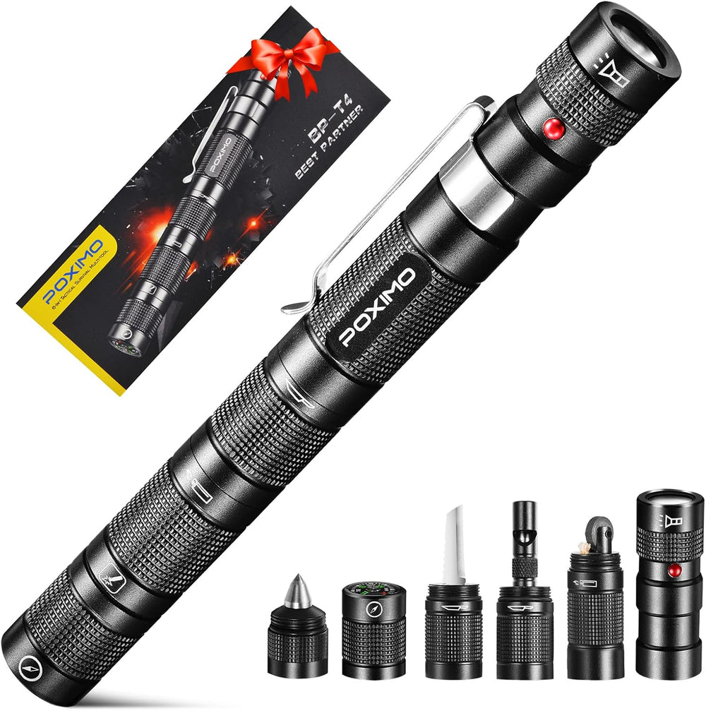 EDC Multitool 5-In-1 Tactical Survival Gear with Flashlight, Lighter(No Fuel)...