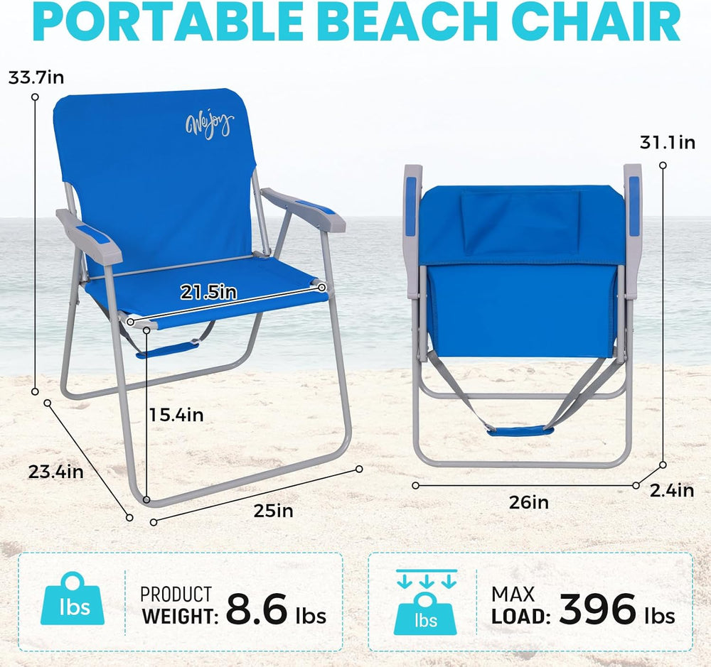 #WEJOY Folding Beach Chair for Adults, Lightweight Beach Chair with Shoulder ...