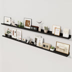 Axeman 72 Inch Black Floating Shelves for Wall | Picture Ledge Shelf Set of 2 | Rustic Picture Shelf for Wall with Ledge | Floating Shelves with Lip | Photo Ledge Shelves for Books Album Records