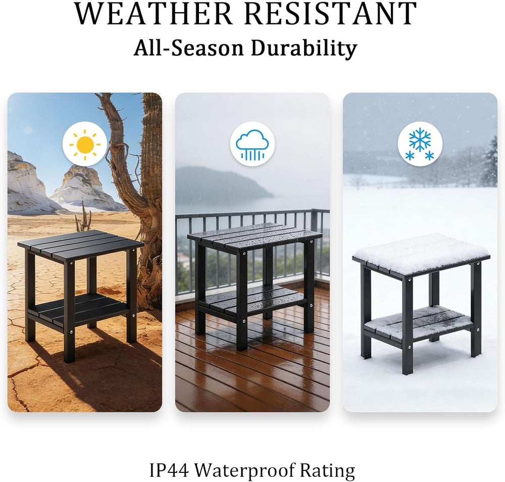OTSUN Adirondack Outdoor Side Table, 16" HDPE Patio Side Table with Shel...