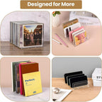 2 Pack Clear Acrylic CD Holder: DVD and CD Storage Box - CD Display Rack CD Organizer - Vinyl Record Storage Holds up to 14 Standard CD Cases for Media Shelf Storage and Organization