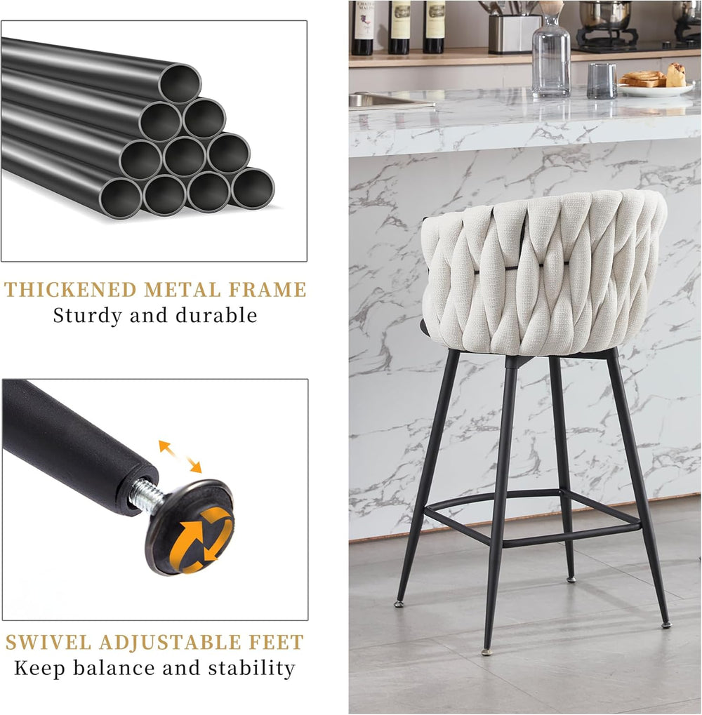 BFZ Swivel Bar Stools Set of 3, 26" Counter Height Barstools, Beige | Fa...