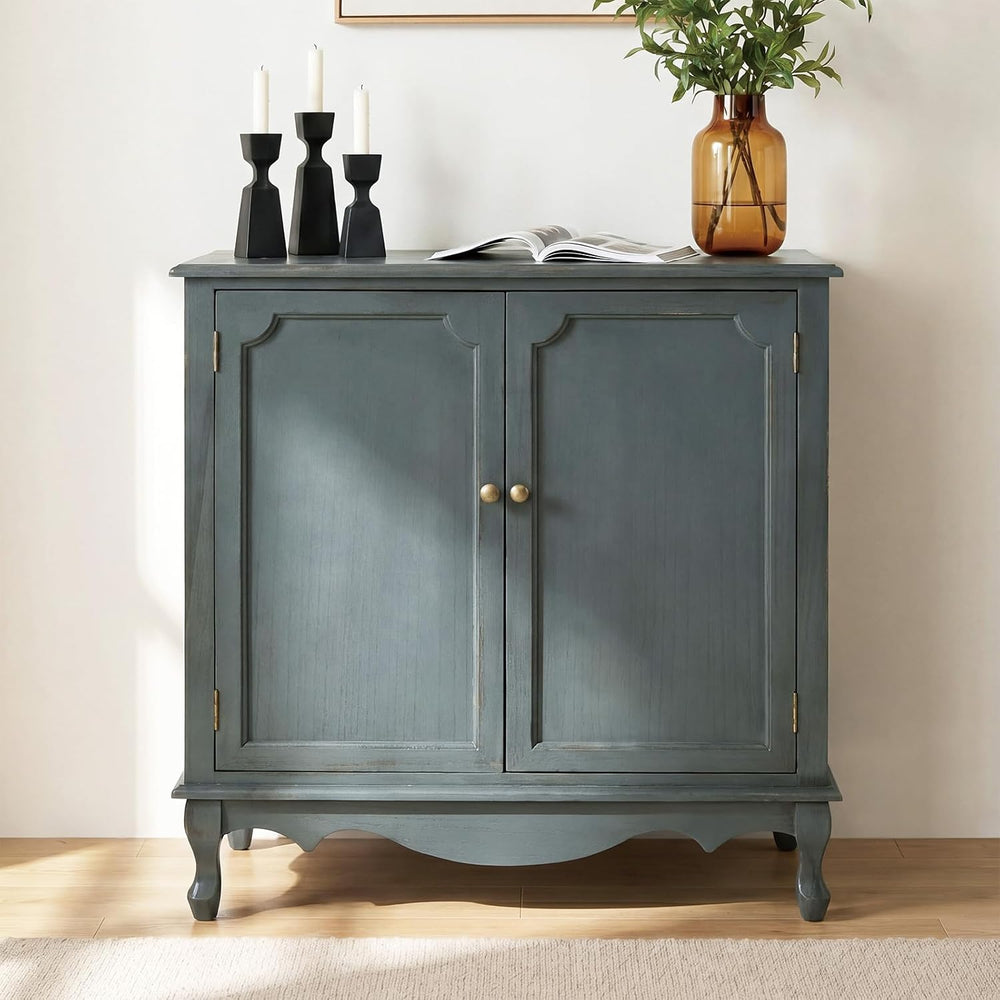 HULALA HOME Farmhouse Storage Cabinet with 2 Doors, Blue