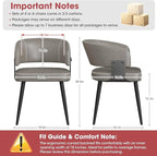 Modern Dining Chairs Set of 2, Upholstered Faux Leather Kitchen Side Chairs with Curved Open Back, Elegant Decorative Stitching, Easy Assembly for Dining Room, Restaurant, Cafe, Matte Gray