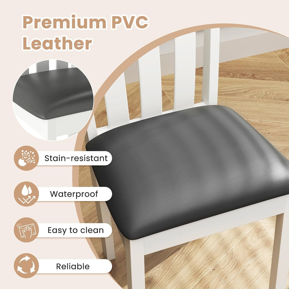GOFLAME Wood Dining Chairs Set of 4, Upholstered Faux Leather Kitchen Side Ch...