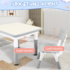 FAHKNS Kids Table with 2 Chairs, Height Adjustable Toddler Table and Chairs Set for Graffiti Desktop,Non-Slip Legs,Kids Multi-Activity Desk for Learning, Reading, Playing, Painting, Eating