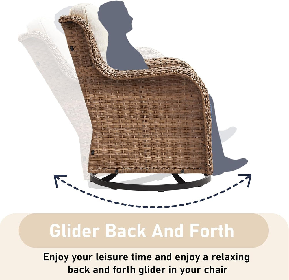 Outdoor Swivel Rocker Patio Chairs-Wicker Patio Swivel Chairs Set of 2 with S...