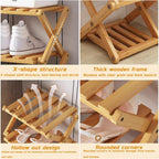 The 9-Tier No-Assembly Bamboo Rack,Foldable Bamboo Shoe Rack,Collapsible Shoe Rack for Entryway Closet Dorm,Installation-Free (Natural,8 Tier)
