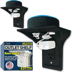 Power Perch Wall Outlet Shelf with Cord Storage Strap - Declutter & Reclaim Bathroom Counter Space - Alexa Stand, Apple Homepod Shelf, Toothbrush Holders Wall Mounted - Black, 2-Pack