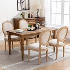 French Country Dining Chairs Set of 2, Cream Kitchen & Dining Room Chairs Set of 2, Ivory Linen Upholstered Dining Chairs, Wood Legs, Sillas De Comedor (Fabric, Beige, 2Pcs)