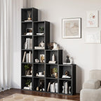 oneinmil Small Narrow Bookshelf, 3-Tier Cube Display Rack, Modern Corner Bookshelf with Storage Space, CD Storage Cabinet for Home Office (Black 1 Pack, 3-Tier)
