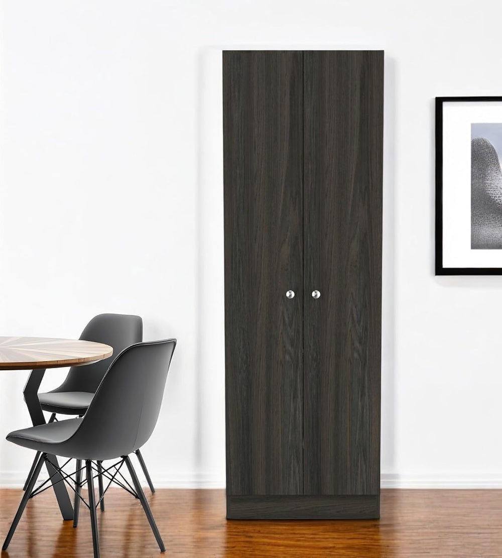 HomeRoots 71" Dark Brown Wood Pantry Or Storage Closet