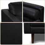 Poly & Bark Napa Leather Couch - 88.5-Inch Office Sofa with 2 Bolsters - Full-Grain Leather Sofa for Living Room with Feather-Down Topper - Living Room Couch - Vintage Italian Leather in Onyx Black