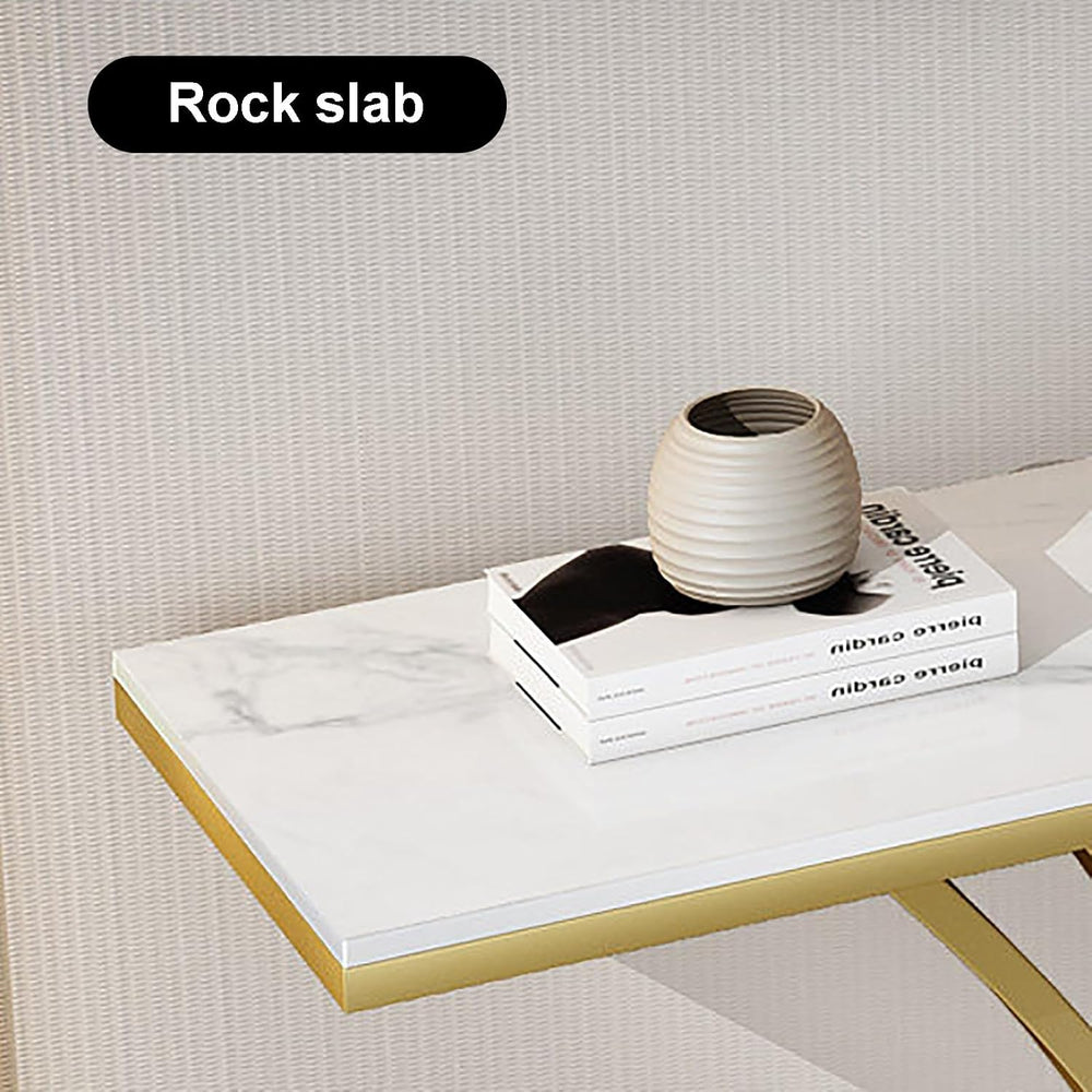 Modern Console Table Rock Slab Entryway Table Metal Couch Table Decorative Fu...