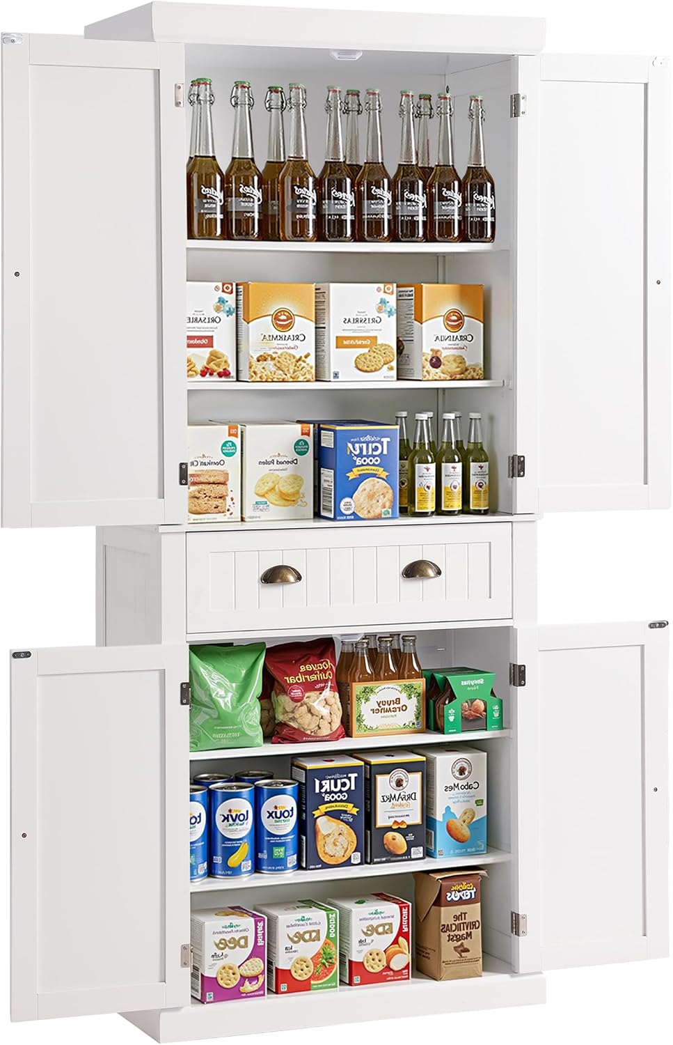 KIGOTY 72" Tall Kitchen Pantry Cabinet with Drawer and 4 Adjustable Shel...