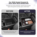 LUWU 2026 Passport Center Console Organizer Compatible with 2024 2025 2026 Honda Passport & 2023 2024 2025 Pilot & 2024 2025 Ridgeline Accessories Armrest Console Organizer Armrest Insert Tray (Red)