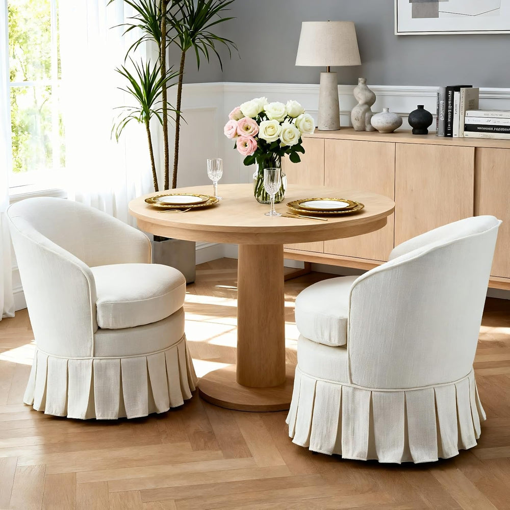 chairus Upholstered Dining Chairs Set of 2, Linen Barrel Dining Room Chairs w...