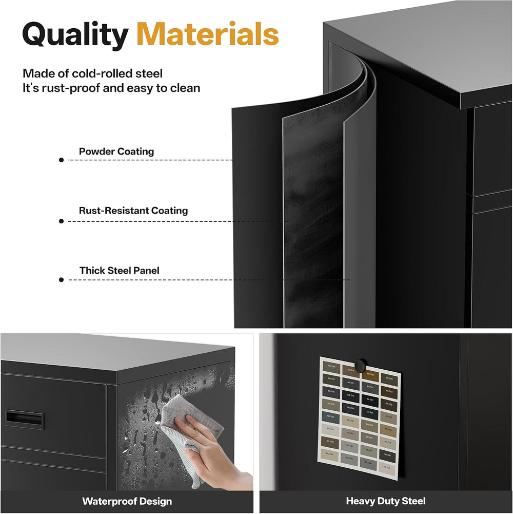 Metal Storage Cabinet 36" H, Locking Storage Cabinet with 1 Drawer and A...