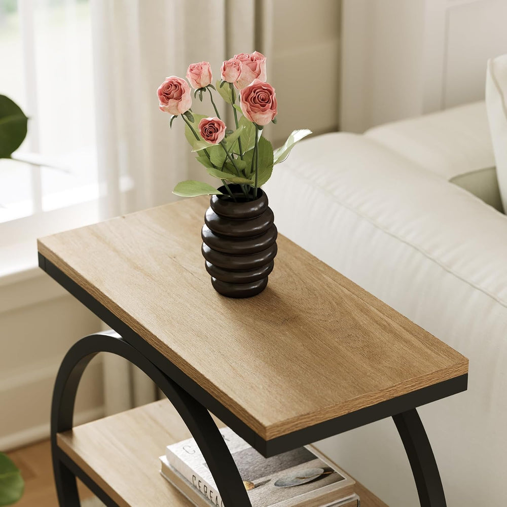 LITTLE TREE 3-Tier End Table, Side Table with Storage Shelves, Small Sofa Sid...