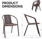 VINGLI PE Rattan Outdoor Dining Chairs Set of 4, Brown