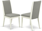 East West Furniture MZLA5-LWH-06 5 Piece Dining Table Set for 4 Includes a Rectangle Kitchen Table with Dropleaf and 4 Shitake Linen Fabric Parson Dining Chairs, 36x54 Inch, Linen White
