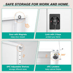 SISESOL Wide & Deep Metal Storage Storage Cabinet with 5 Adjustable Shelves,White Metal Cabinet with Lock,Steel Pantry Cabinets,72" Lockable Cabinets for Home,Office,Garage,Kitchen,Shop