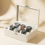 Bracelet Display Holder with Clear Lid, Jewelry Storage Organizer Box Case with Rods for Bangles, Watches, Women (Beige)