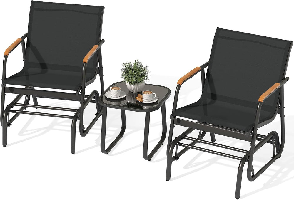 YITAHOME 3 Piece Patio Glider Set Textilene Gliders Outdoor Furniture Black |...