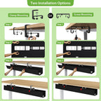 KEEGH Extra Large 48" Under Desk Cable Management Tray - Under Desk Cord Management - Clamp/Screw Mount - Support Upto 70lbs - Fabric Wire Management - Cable Raceways Tray Cord Hiders for Office/Home