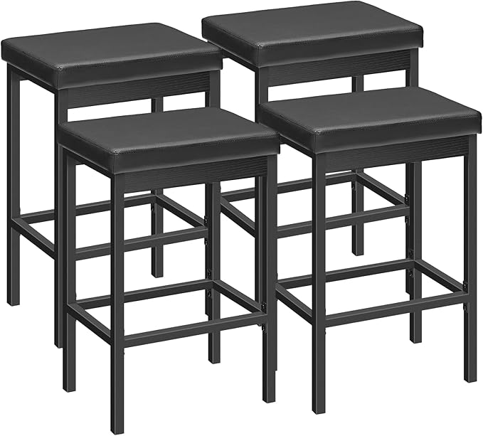 HOOBRO Bar Stools, Set of 4 Bar Chairs, 24.8-Inch Height Stools, Breakfast Ba...