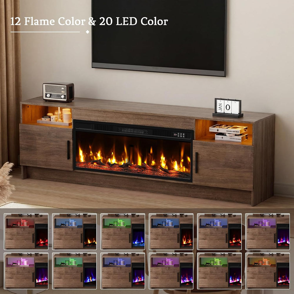 Kucreiheat Fireplace TV Stand for 65-80 inch TV, Large Entertainment Center w...