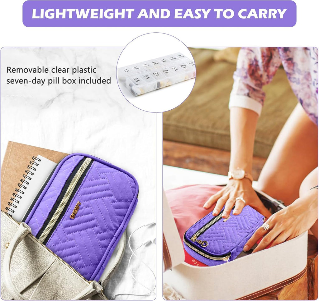 BAGSFY Pill Organizer Case 2 Times a Day- Weekly Medicine Organizer Travel Pill Box with Removable 7 Day Medicine Case Container for Fish Oil, Vitamin, Supplement
