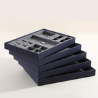 Dark Blue Jewelry Display Tray Ring Necklace Earring Bangle Organizer Multifunctional Storage Case for Jewelry Showcase (Small 4 Grids Tray)