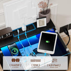 Loomie Black Floating Nightstands Set of 2, 18.9” Bedside Table w/Charging Station and LED Light, Floating Shelf with Drawer, Wall Mounted Night Stand for Bedroom, Entryway Wall.