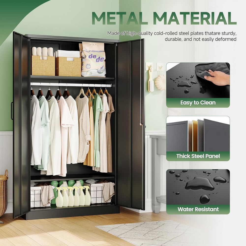 Letaya Metal Wardrobe Cabinets with Lock,Clothing Locker 72" X 36" ...