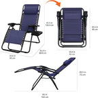 Amazon Basics Outdoor Adjustable Zero Gravity Folding Reclining Lounge Chair with Cup Holder, Headrest Pillow, Detachable Side Table, Weather Resistant, Set of 2, Blue