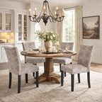 HomePop Classic Parsons Dining Chair -Gray Linen Artistic Floral Print (Set of 2)