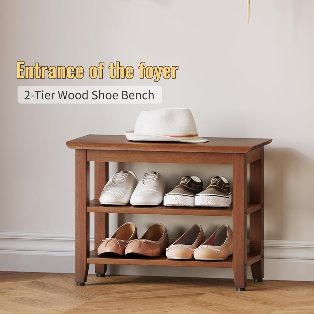 Wood Shoe Bench for Entryway,Bench with Shoe Rack,Storage Shoe Organizer for ...