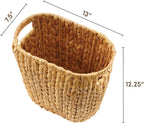 GREENATURAL Wicker Trash Can, Handwoven Water Hyacinth Waste Basket, Wicker Storage Bin with Natural Finish, Rustic Garbage Can for Laundry Room, Bathroom, Bedroom, Office, 13x7.5x12.25 inches