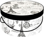 Sarah's Hat Boxes Classic Paris Hat Box – 14.75" x 7.5" (Dia. x Ht.) Handmade in USA – Odorless Non-Toxic Adhesive, Cording Handle – Premium Storage for Hats & Accessories