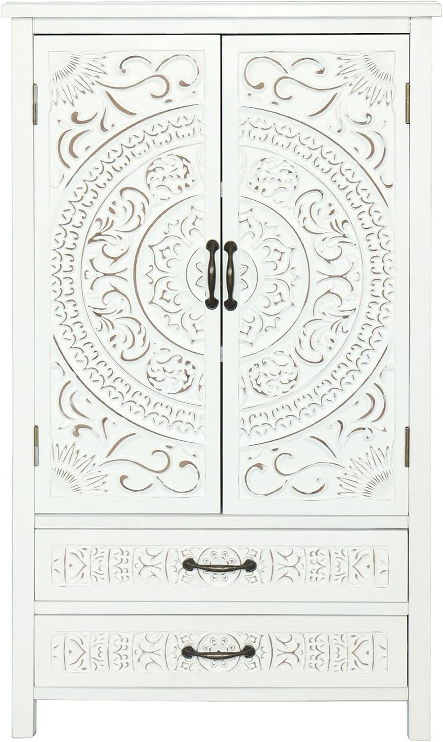 Modern White Storage Cabinet, Rustic Sideboard Pantry Cabinet, for Home Decor...