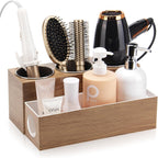 Hair Tool Organizer - Bathroom Vanity Organizers and Storage, Hair Styling Accessories Hot Tools Organizer Hair Dryer, Blow Dryer, Curling Iron, Flat Iron, Hair Straightener, Wood