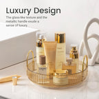 360 Rotating Makeup Organizer for Vanity, Skincare Perfume Organizers and Storage for Bathroom Countertop, Clear Counter Make Up Cosmetics Lipstick Spinning Holder for Dresser,1 Tier,Gold